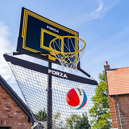 FORZA Basketball Solo Return Net | Tragbarer Basketball-Rückpralltrainer für individuelles Schießtraining – strapazierfähiges wetterbeständiges Netz mit Tragetasche & Sandsäcken – passend für die