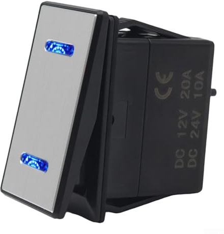 Interruttore a bilanciere in alluminio 12 V 24 V, doppia barra indicatore luminoso con DPDT adatto per auto, barche, ATV, UTV, camper, rimorchi e veicoli speciali