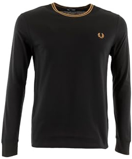 Fred Perry Langarm-T-Shirt, Twin Tipped 184, Schwarz