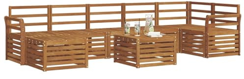 vidaXL Sofagarnituren 8 pcs Natur Massivholz Akazie, Garten, modernes Sofa-Set für draußen, gemütliche Terrasse, langlebige Lounge und Entspannung