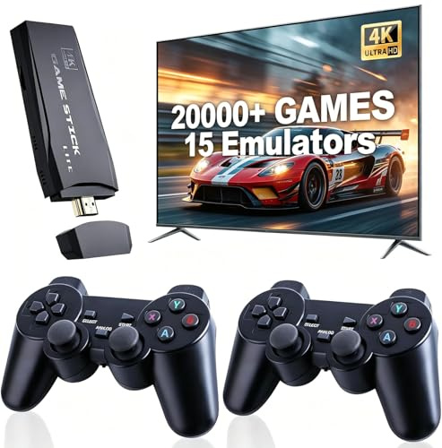 2026 Retro Game Stick Konsole mit 2 Controllern, Plug & Play TV-Anschluss, unterstützt tausende Klassische Spiele, Familien-Geschenk