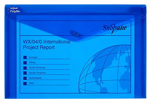 Snopake Polyfile Foolscap Popper Wallet File - Electra Blue (Pack of 5)