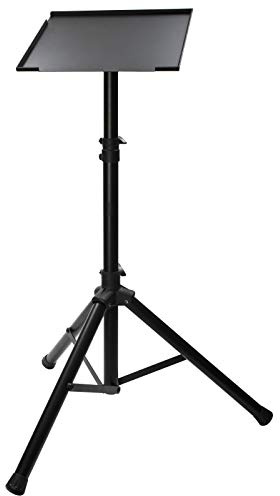 Fame Audio LS-13 Laptop Stand, Robustes Dreibein-Laptopstativ, Höhenverstellbar, Schwenkbare Auflageplatte, Einfache Montage, Ideal für Laptops bis 13 Zoll, Schwarz