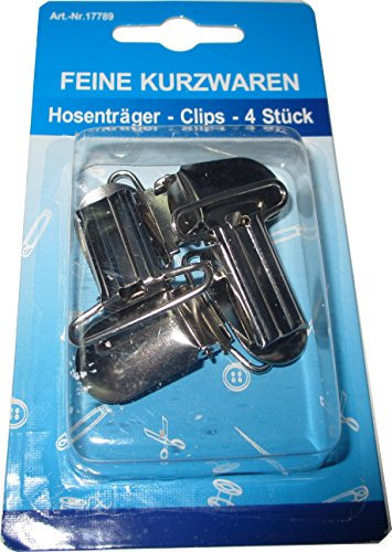 H+B 4 Hosenträgerclips silberfarben 25 mm
