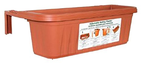 Bama Apollo ADJ24TERRA Fioriera regolabile per ringhiera, 61 cm, terracotta