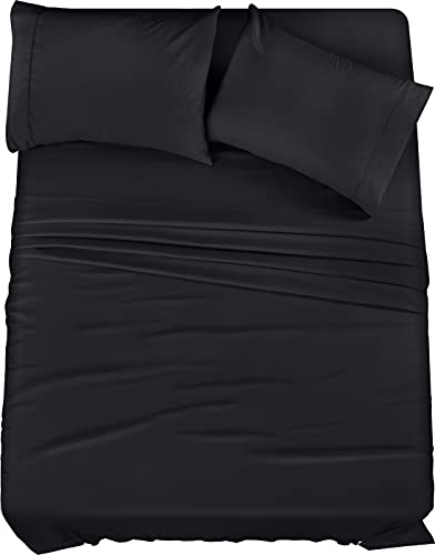 Utopia Bedding Bettwäsche-Set für King-Size-Bett, 4-teilig, gebürstete Mikrofaser, schrumpft und lichtbeständig, pflegeleicht (King-Size-Bett, Schwarz)