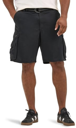 Lee Men's Big and Tall New Belted Wyoming Cargo Short, Black, 54