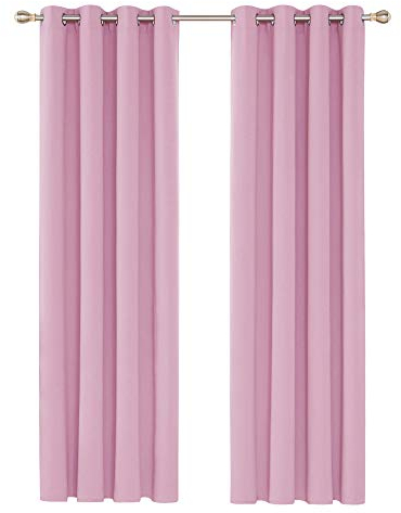 Deconovo Verdunkelungsgardinen mit Ösen Thermogardine Kälteschutz Vorhänge Kinderzimmer Gardinen Blickdicht, 245x140 cm(HöhexBreite), Rosa, 2er Set