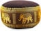 Livasia Meditationskissen Thaiseide - Ø 32x20cm - Yogakissen klein mit Kapok, Pouf, Bodenkissen Yoga Zen Meditation, Sitzkissen Garten Balkon, Zafukissen handgefertigt (Braun/Gold/Elefanten Seide)