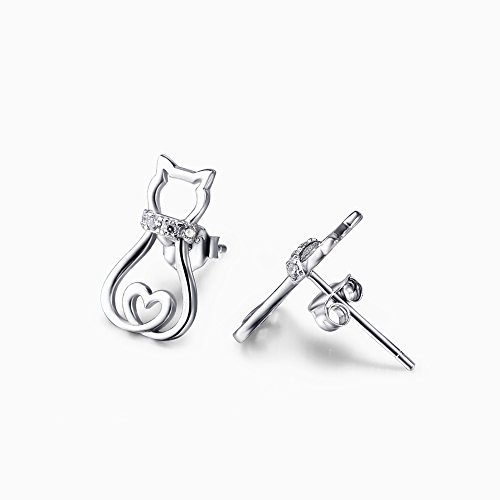 Katze Ohrringe 925 Sterling Silber Cute Katze stud Ohrringe für Damen Mädchen Kind