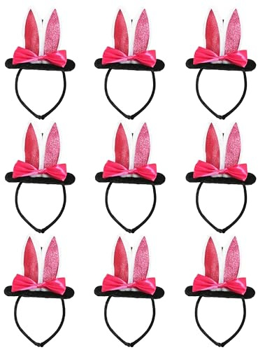 ADULTES MINI CHAPEAU AVEC OREILLES DE LAPIN - MINIATURE FASCINATEUR STYLE BANDEAU ATTACHÉ NOEUD ROSE - ACCESSOIRE POUR DÉGUISEMENT OU SEXY - DISPONIBLE EN MULTIPLE PAQUET TAILLES : PACK OF 1, 4, 6, 12