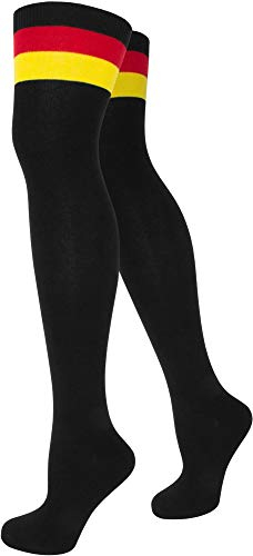 normani Top modische Damen Overknees in verschiedenen Designs/Baumwolle mit Elasthan Auswahl Farbe Deutschland/Schwarz Größe OneSize