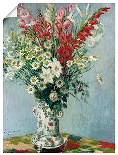 ARTland Wanddeko Poster & Kunstdrucke Wandposter 30x40 cm Stillleben Vase Pflanzen Blumen Blumenstrauß aus Gladiolen Lilien und Margeriten 1878 Impressionismus Claude Monet T6MU