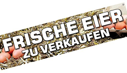 Frische Eier zu verkaufen Spannbanner Banner Werbebanner 2 x 0,5 Meter Plakat