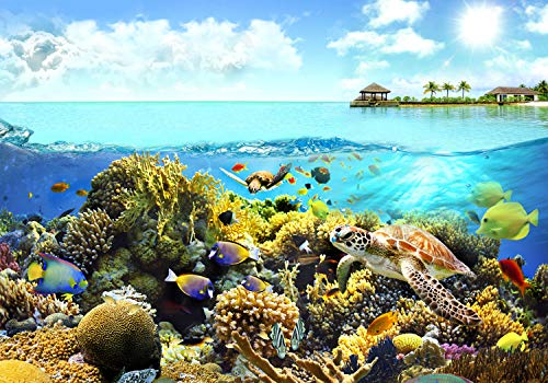 decomonkey Fototapete Aquarium 200x140 cm Design Tapete Fototapeten Vlies Tapeten Vliestapete Wandtapete Wand Schlafzimmer Wohnzimmer Kinderzimmer Korallenriff Fisch Ozean