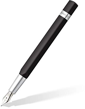 STAEDTLER 476TRX9 M ST Füller Trx (ergonomische Dreikantform, matte samtweiche Aluminium-Oberfläche, Aufsteckkappe, Standard Tintenpatrone, hochwertige Edelstahlfeder, Farbe: schwarz, Strichstärke M)