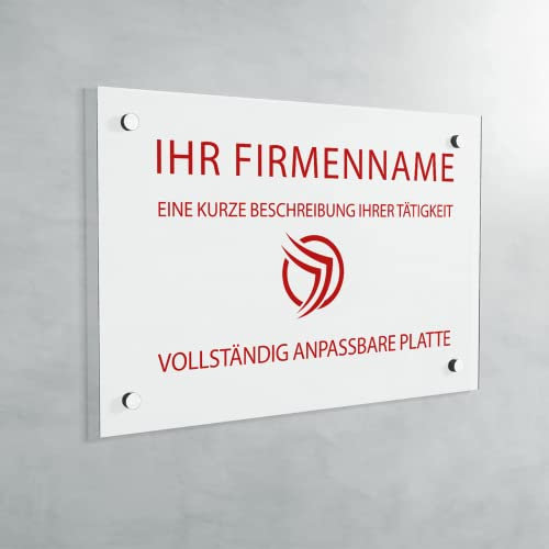Praxisschild aus PVC - Graviertes Berufsschild zur Anpassung - Individuelle Größe (Blanc écrit rouge/Weiß mit roter Schrift)