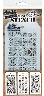 Stampers Anonymous Mini Stencil Set #41 (3 Ea.), Opaque, Small