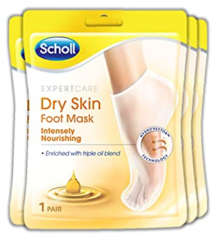 Scholl ExpertCare Dry Skin Foot Mask x6 - Intensely Nourishing Triple Oil Foot Mask with Urea and 3 Oils (Avocado, Argan, Jojoba) - up to 24-Hour Moisture, Pack of 6