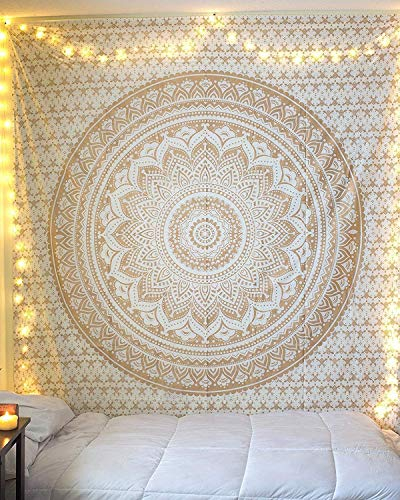 Popular Handicrafts Hippie Mandala Ombre Tapisserie Wandbehang – indische Maditation Golden Gypsy Bohemian Hippie Psychedelic Wohnheim Raumdekor Poster 76,2 x 101,6 cm