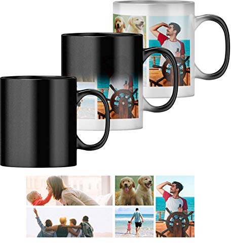 Personalised Heat Change Mug with Five Photo Collage (11oz) Personalise 5 Photos. Magic Heat Collage Photo Mug Gift
