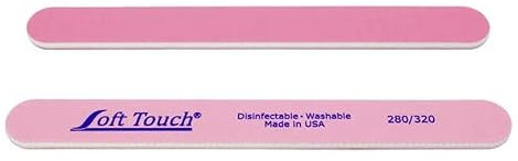 Soft Touch Nail File, Double Sided – 280/320 Grit, Light/Dark Pink, for Natural Nails, 7 Inch - 5 Piece