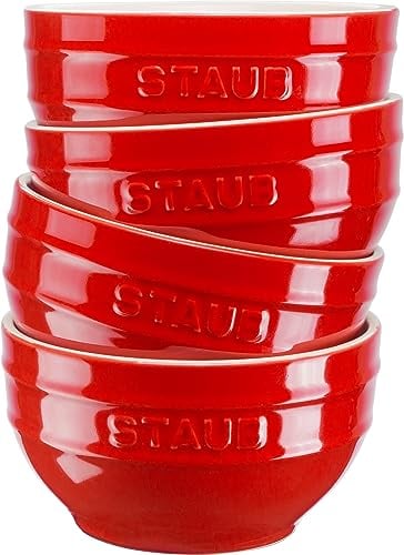 STAUB Ceramique Lot de 4 bols en céramique, Rouge cerise, 12 cm, 400 ml