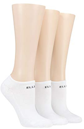 ELLE Cushioned No Show Socks - Ladies Soft Breathable Bamboo Invisible Low Cut Socks Multipack of 3 White Plains, 4-8