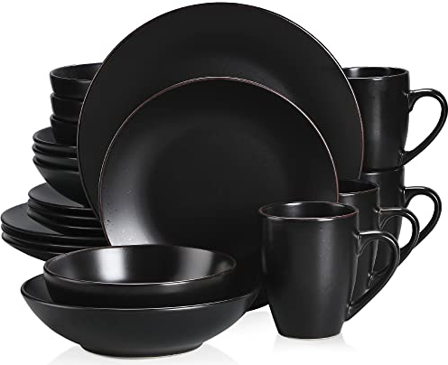 Tafelservice Steingut, vancasso MODA Geschirrset, Vintage Aussehen, 20-teiliges Kombiservice mit je 4 Speisetellern, Kuchentellern, Suppenteller, Schalen und Tassen