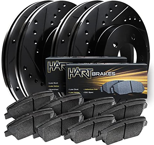 Hart Brakes Bremsen und Rotoren Kit vorne hinten | Bremsbeläge vorne hinten | Bremsrotoren und Beläge | Keramik-Bremsbeläge und Rotoren | passend für Toyota Prius, 2017–2019 Toyota Prius Prime