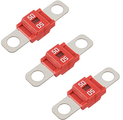BOJACK AMI/Midi 50A High Current Fuse - Bolt-on Fuse 50 Amp for Cars, Trucks, Construction Vehicles, Buses, Caravans (Pack of 3)