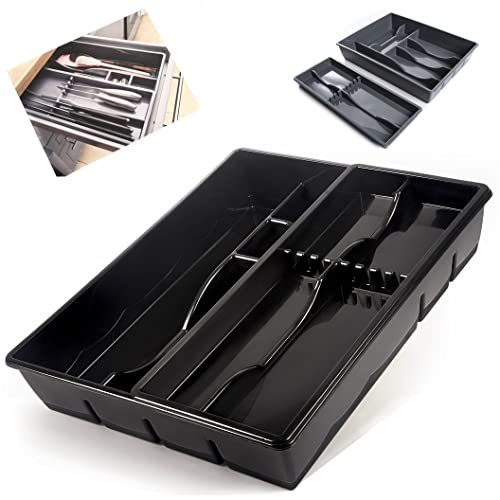 Besteckkasten Besteckeinsatz Schubladeneinsatz 10 Fächer Kasten Besteckkasteneinsatz für Schubladen (Weiß), 39 x 30 cm
