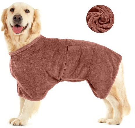 Hundebademantel,Mit Klettverschluss Schnell Trocknend Badetuch, Sehr Saugfähig, Verstellbares Halsband und Taille Hunde Bademantel Gross,Dryup Cape Hund, Geeignet Für Große und Mittlere Hunde