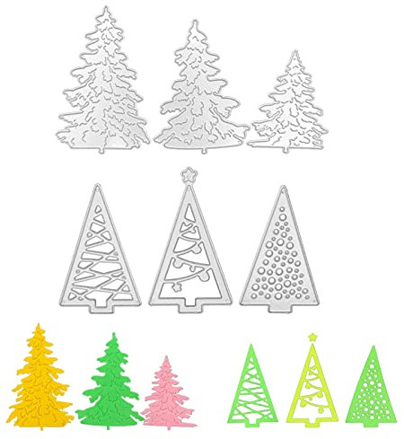 Christmas Tree Cutting Dies,6PCS Metal Christmas Dies for Card Making,Cutting Die Cut Embossing Stencils Templates for DIY Scrapbook Photo Album Paper Decorative Craft for Greeting Cards