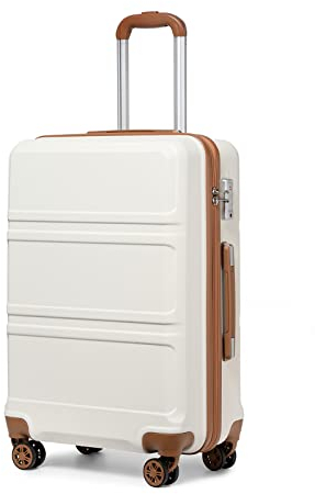 KONO Koffer Groß Leicht Hartschalenkoffer Trolley Reisekoffer mit 4 Rollen und TSA Schloss, 74x48x30cm, 94Liter, Zwillingsrollen Rollkoffer, ABS Hartschale (Cremeweiß, XL)