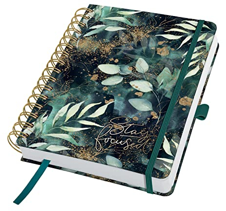 SIGEL JP203 Tagesplaner undatiert, Tageskalender ohne Datum, 120 g/m², ca. A5, Hardcover, für 110 Tage, 240 Seiten, Glamorous Leaves, vegan, aus nachhaltigem Papier, Jolie, undated Planner