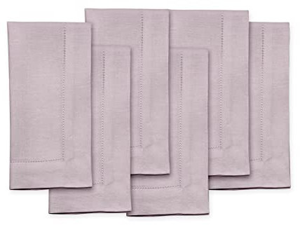 Solino Home Leinenservietten 20x20 Zoll,100% Reines Leinen Flieder Dinnerservietten für Frühling,Klassische Hohlsaumstoffservietten 6er Set,Handgefertigt aus europäischem Flachs und maschinenwaschbar