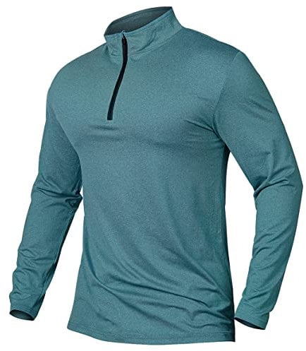 CARWORNIC Herren Langarmshirt Half Zip Sportshirt Laufshirt 1/4 Zip Pullover Leicht Atmungsaktiv Gym Jogging Trainingsshirt mit Stehkragen