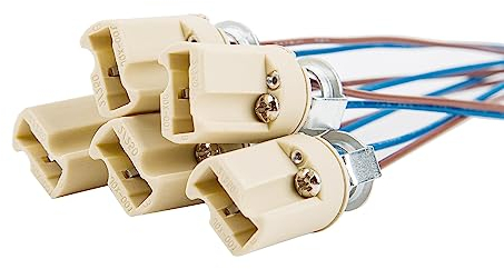 ODETOJOY G9 Lampenfassung Mit isol. Kabelzuleitung Lampensockel Fassung Sockel für LED Halogen Fassung Sockel Keramik mit Qualitäts 0,75mm² kabel (5 Stk. G9 Lampenfassung)