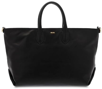 Giudi ® - Damenhandtasche aus Rindsleder, echtes Leder, Handtasche, zwei kurze Griffe, inklusive Schultergurt, Made in Italy (schwarz) - 12307/LGP/TC/GVE-03, Schwarz , 27,00 x 48,00 x 19,00 cm