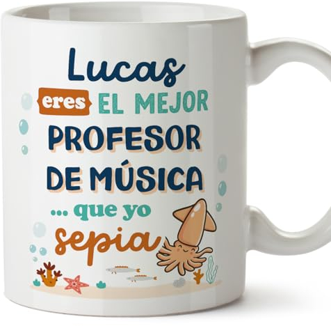 MUGFFINS Tazas Personalizadas para PROFESOR DE MÚSICA hombre - En Español - Mejor que yo Sepia - 11 oz / 330 ml - Regalo Personalizable original y divertido