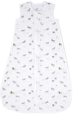 aden + anais Baby Sleeping Bag, 100% Organic Cotton Muslin, Wearable Swaddle Blanket for Girls & Boys, Breathable & Lightweight, TOG Rating 1.0, Safari Dreams, 18-36 Months