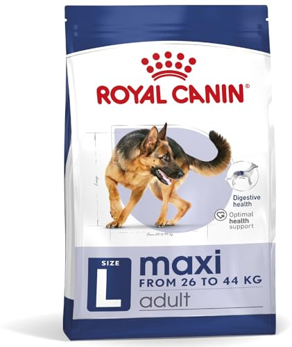 Royal Canin Maxi Adult | 4 kg | Alleinfuttermittel für Hunde großer Rassen | Omega -3 Fettsäuren für Haut und Fell | Abgestimmter Energiegehalt und angepasste Krokettengröße