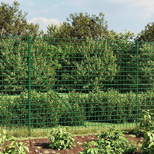 LAPOOH Clôture en treillis métallique et piquet d'ancrage vert 2,2x25m,Barriere Jardin Exterieur,Barriere Jardin,Portillon Grillage