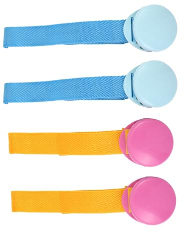 4 Stück Kinderwagenclip für Decken, Sitzbezugclips mit Doppelzahn | Metallfeder, ABS und Polyester, Seilöse Am Gestänge, Glatt und Gratfrei, Rot, für Alltagsspaziergänge