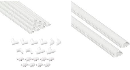 D-Line Micro+ Cable Trunking 4-Meter Pack, Half Round Cable Cover, Paintable & Micro+ Cable Trunking 2-Pack, Half Round Cable Cover, Paintable, Self-Adhesive Wire Cover