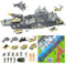 deAO Porte-Avions De Jouet, Navire Militaire avec 10 Soldats, Hélicoptères, Chars, Maquette De Bateau Cuirassé