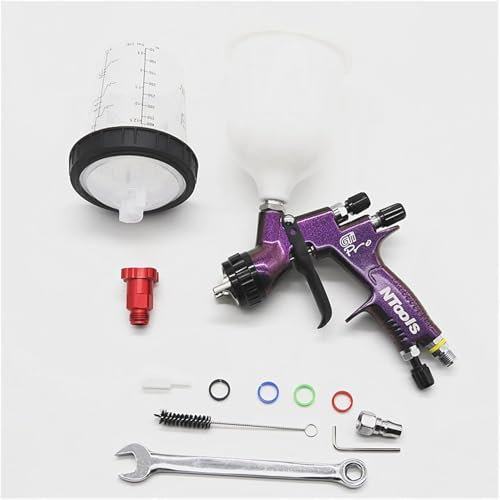 Ntools Pistola a spruzzo per Vernice, ugello da 1,3/1,8 mm, Pistola per Riparazione Auto, con Serbatoio per Pistola a spruzzo ad Aria da 600 CC e Tazza di miscelazione e Adattatore da 400 CC