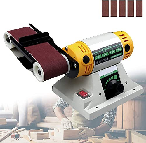 Desktop Sanding Machine, Belt Sander Metal Adjustable Speed, 850W, 800-11000Rpm, with Cutting, Polishing DIY Engraving Function for Metal, Jade, Wood Polishing, Belt Sanders