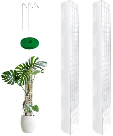 Tuteur Sphaigne, 2pcs 24 Pouces Tuteur Plante Grimpante, Tuteur Monstera avec Piquets, Tuteur Plante en Plastique Tuteurs en Mousse, Poteaux Grimpantes pour Maison Jardin de Support de Plante